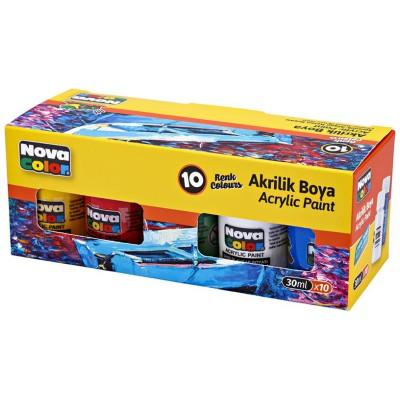 10 Renk Akrilik Boya-30ml.-NC2002-Nova Color