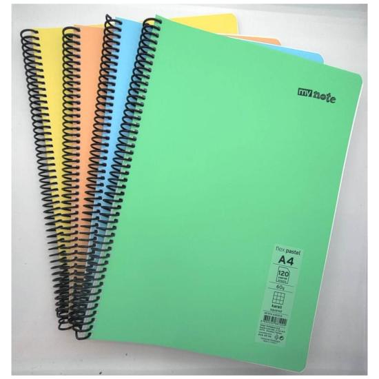 A4/120yp/Kareli Spralli Defter-Pastel Renkler-Mynote