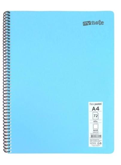 A4/72yp/Çizgisiz Spralli Defter-Pastel Renkler-Mynote