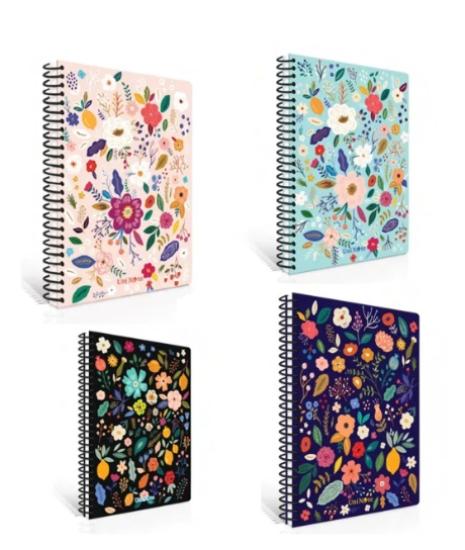 Floral Sert Kapaklı 17x24 Spralli Defter 100/Çizgili-Uninote-Çınar (1Adet Fiyatıdır)