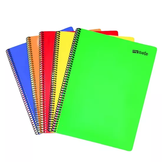 A4/72yp/Çizgili Spralli Defter-Neon Renkler-Mynote