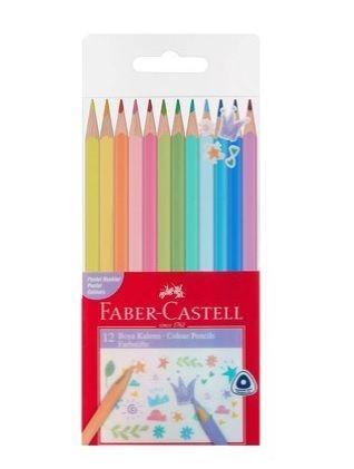 PASTEL RENKLER KURU BOYA 12 RENK-1/1 BOY - PVC KAP-116313-FABER CASTEL