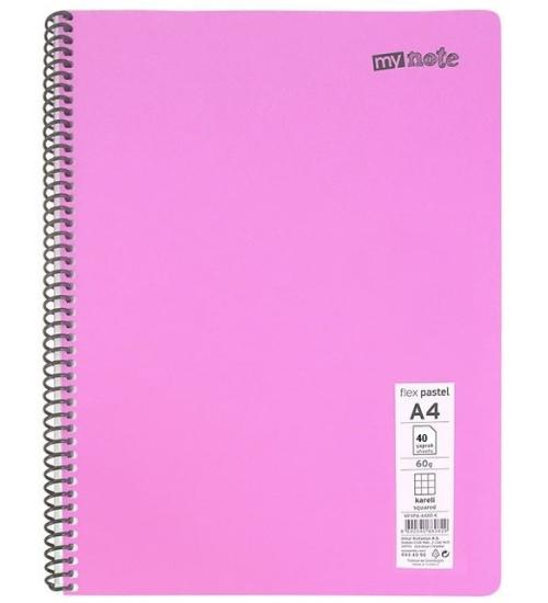 A4/40yp/Kareli Spralli Defter-Pastel Renkler-Mynote