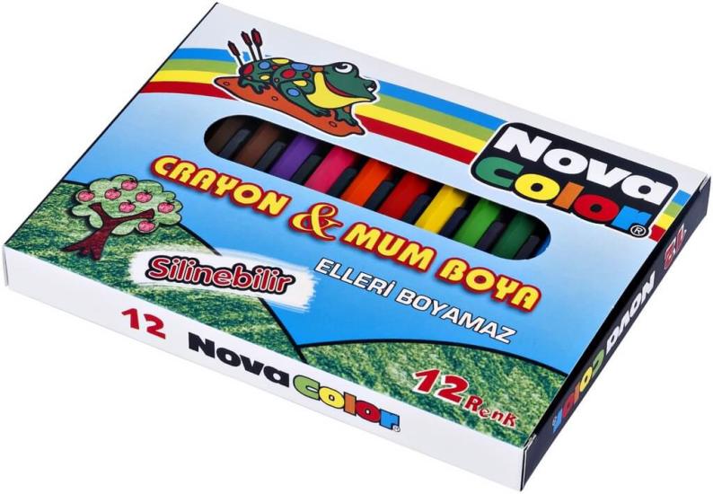 12 Renk-Yarım Boy-Crayon Mum Boya-NC1112-Nova Color