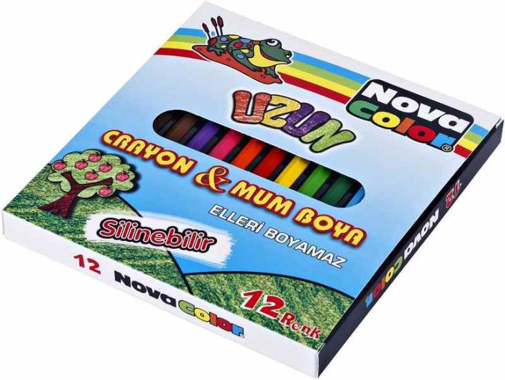 12 Renk-Uzun Boy-Crayon Mum Boya-NC2112-Nova Color